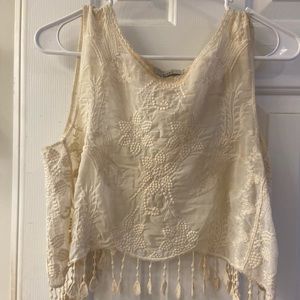 Cropped Tank with embroidery detail